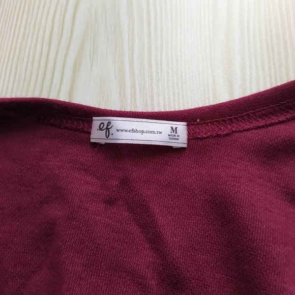 Women Burgundy Red V-Neck Tunic - Picture 4 of 4